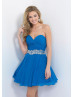 Princess Sweetheart Neck Pleated Chiffon Knee Length Cocktail Dress With Beaded Sash